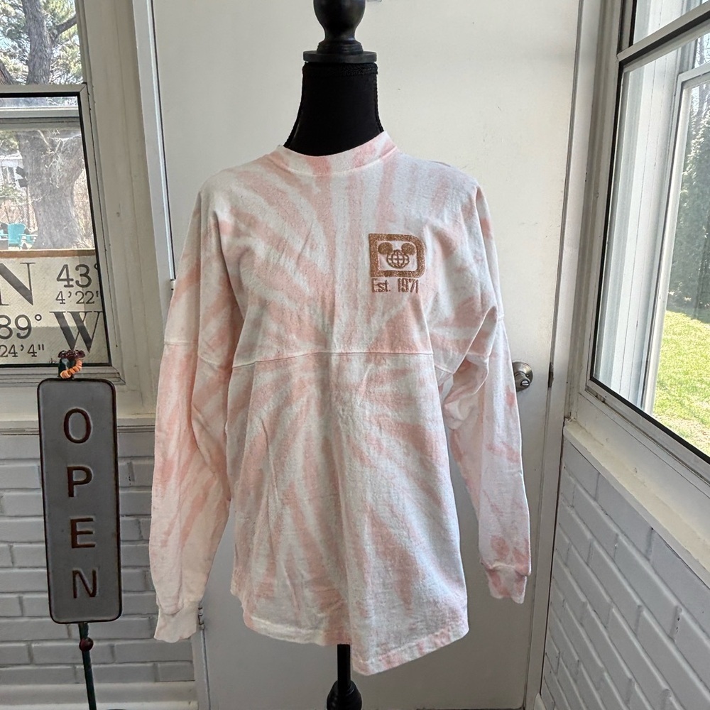 Disney Parks Pink and White Tie Dye Spirit Jersey XS vacation travel beach